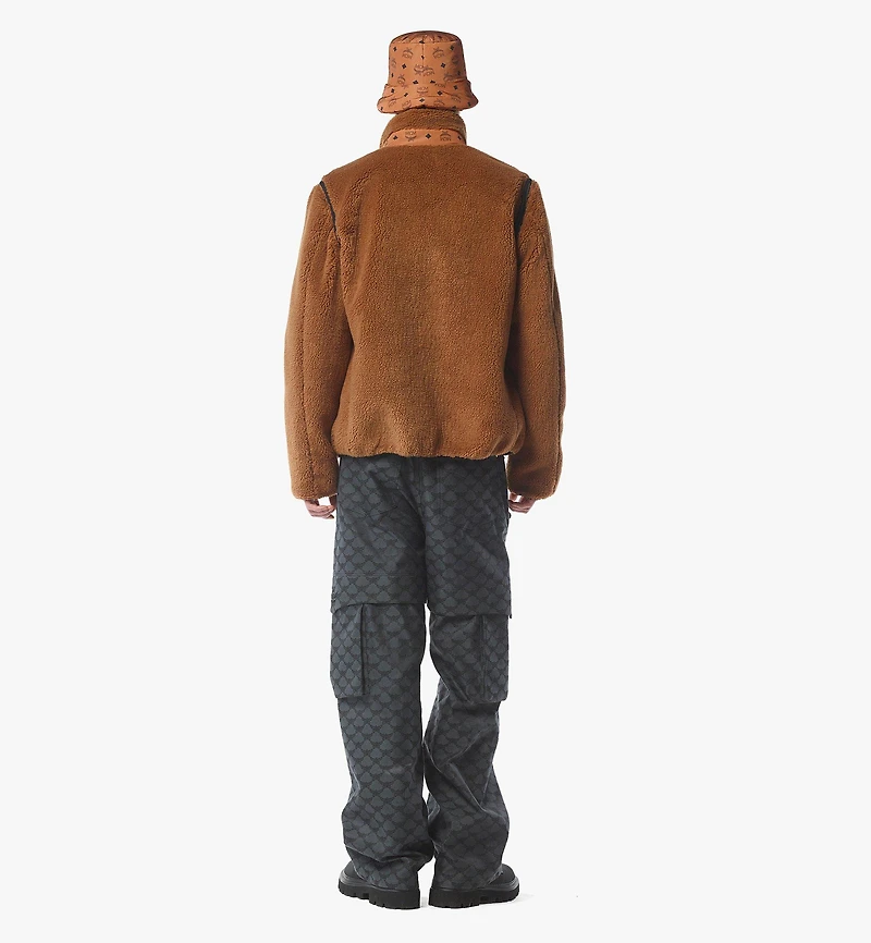 Fleece Jacket w/ Detachable Sleeves Faux Fur