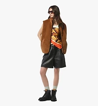 Fleece Jacket w/ Detachable Sleeves Faux Fur