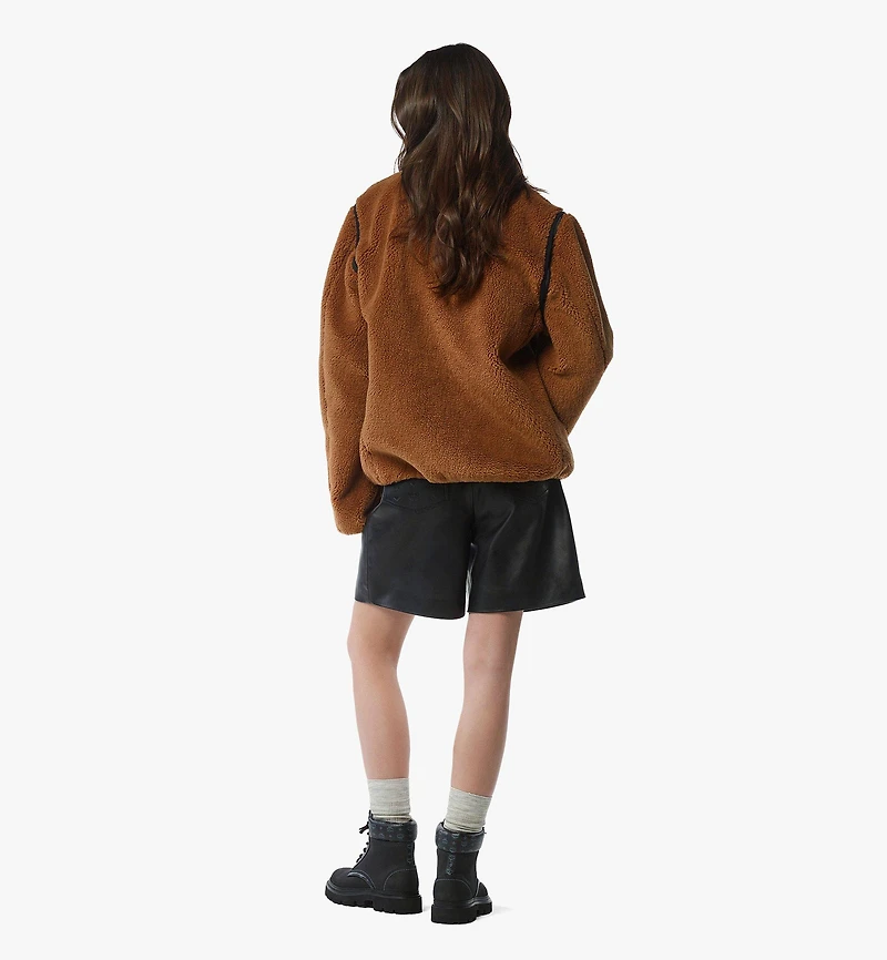 Fleece Jacket w/ Detachable Sleeves Faux Fur