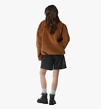 Fleece Jacket w/ Detachable Sleeves Faux Fur