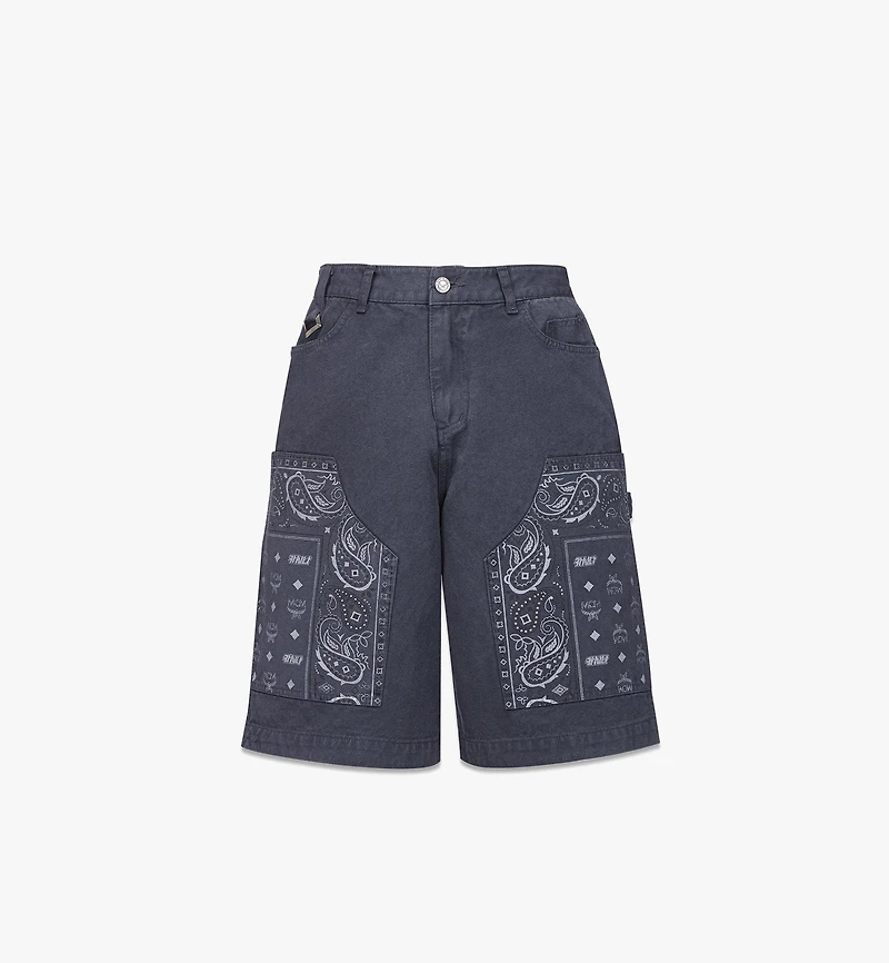 MCM X KASINA Bandana Monogram Shorts in Denim Jacquard