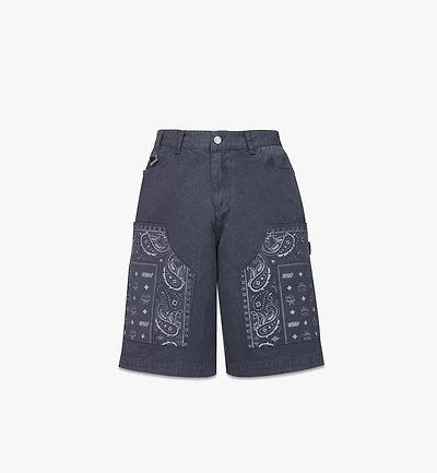 MCM X KASINA Bandana Monogram Shorts in Denim Jacquard