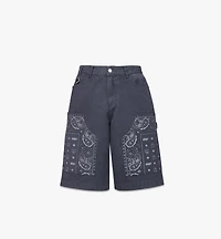 MCM X KASINA Bandana Monogram Shorts in Denim Jacquard