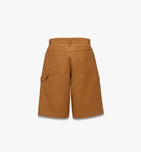 Shorts Cotton Twill and Monogram Print Leather