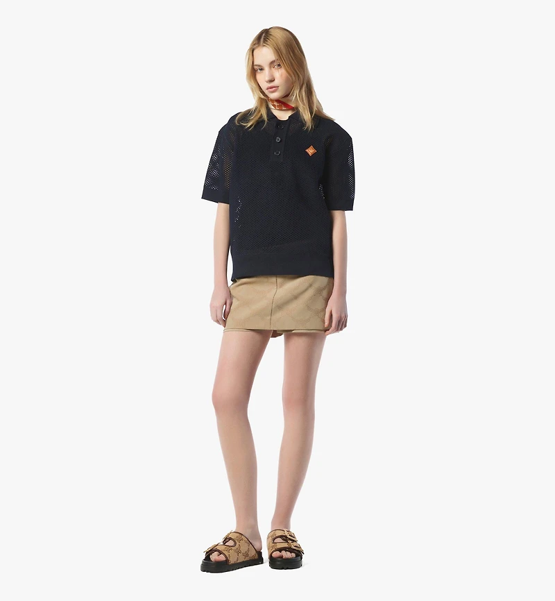 Logo Patch Mesh Knit Polo