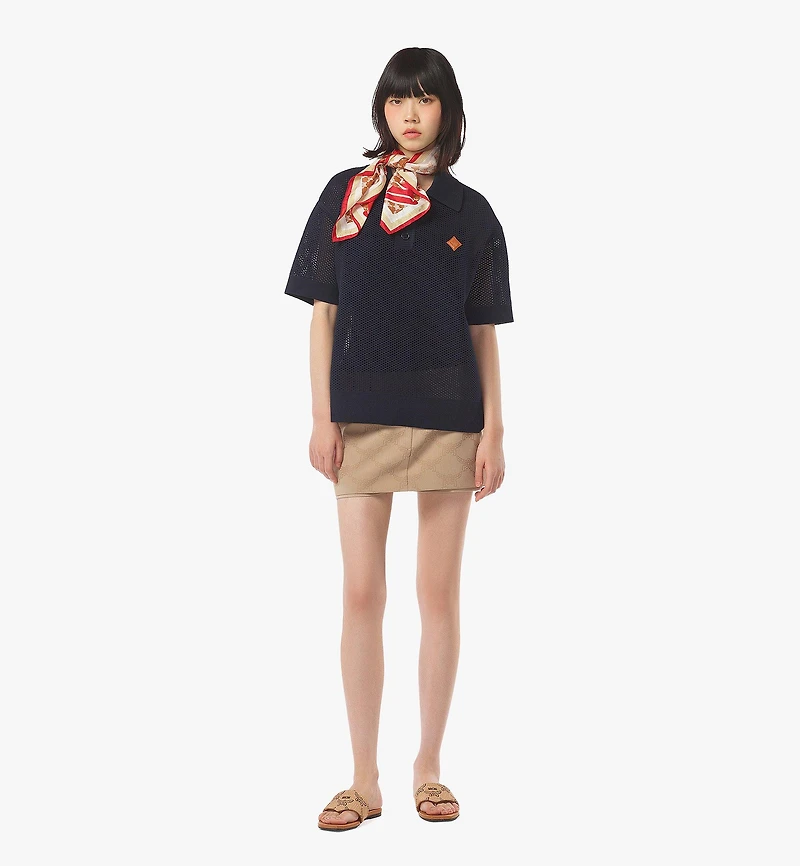 Logo Patch Mesh Knit Polo