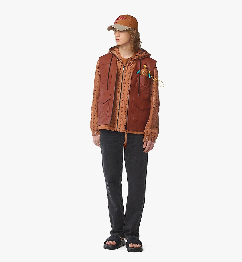 Reversible Vest in Lamb Leather and Monogram Nylon