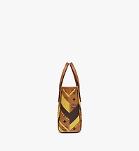 Studded Toni Top-Zip Shopper in Mega Herringbone Visetos