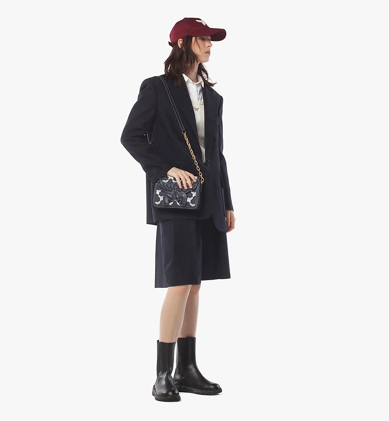 Himmel Crossbody in Leather and Laurel Flocking