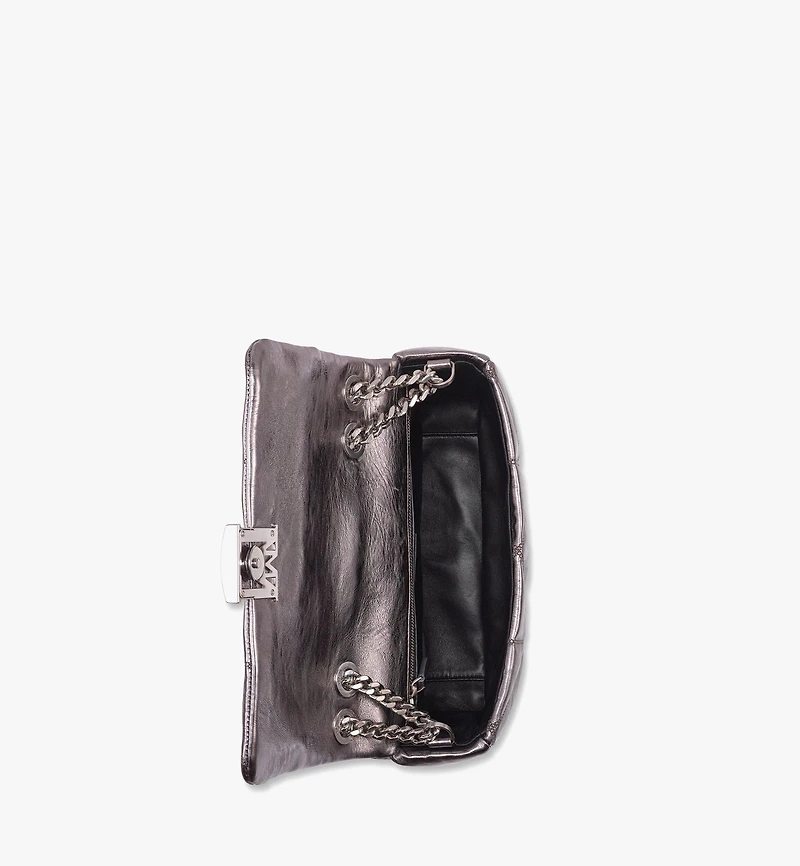 Travia Quilted Shoulder Bag in Crushed Calf Leather