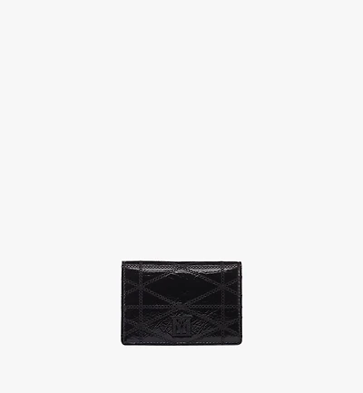 Travia Quilted Card Wallet in Crushed Leather