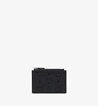 Aren Zip Card Case in Embossed Monogram Leather