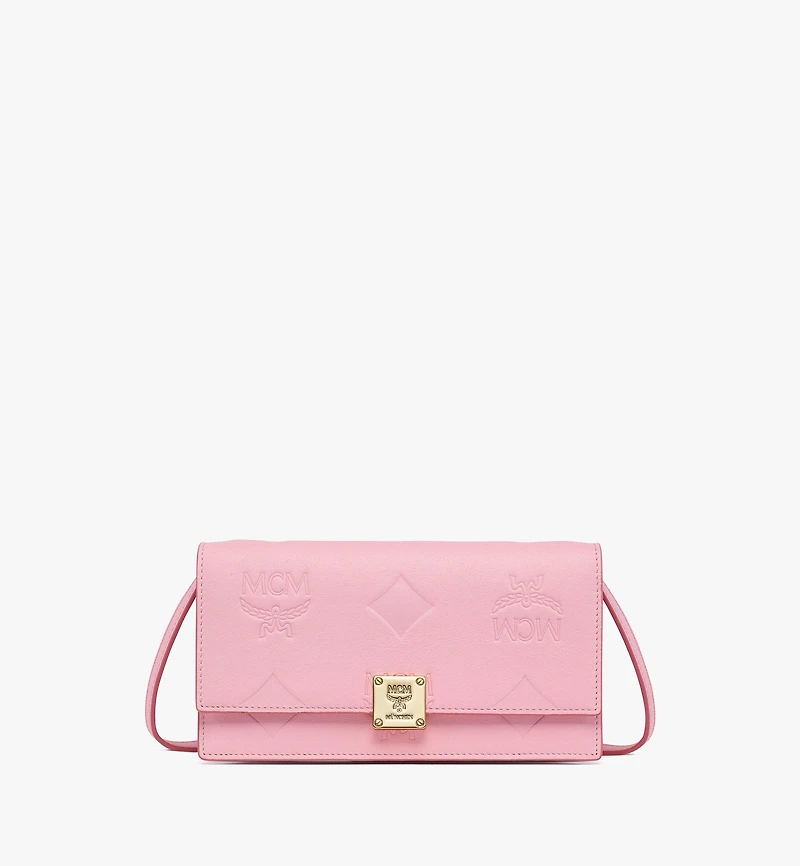 Aren Chain Wallet in Embossed Monogram Leather