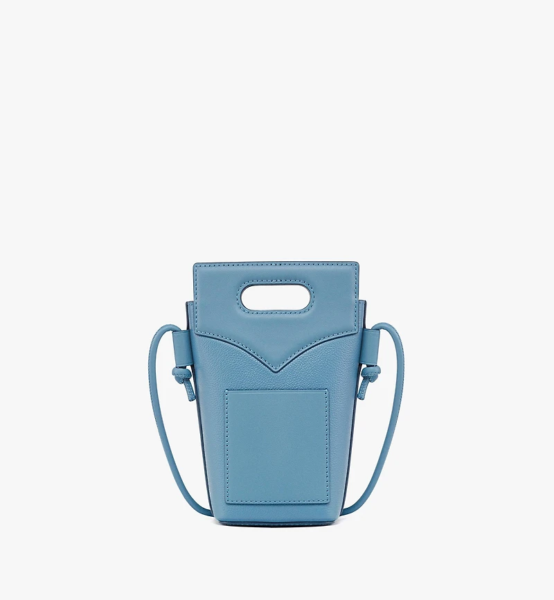 Diamond Crossbody Pouch in Embossed Leather and Calfskin