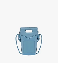 Diamond Crossbody Pouch in Embossed Leather and Calfskin