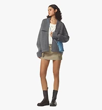 Diamond Crossbody Pouch in Embossed Leather and Calfskin