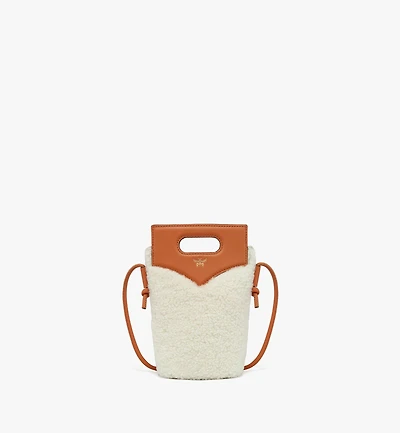 Diamond Crossbody Pouch in Shearling and Calf Leather