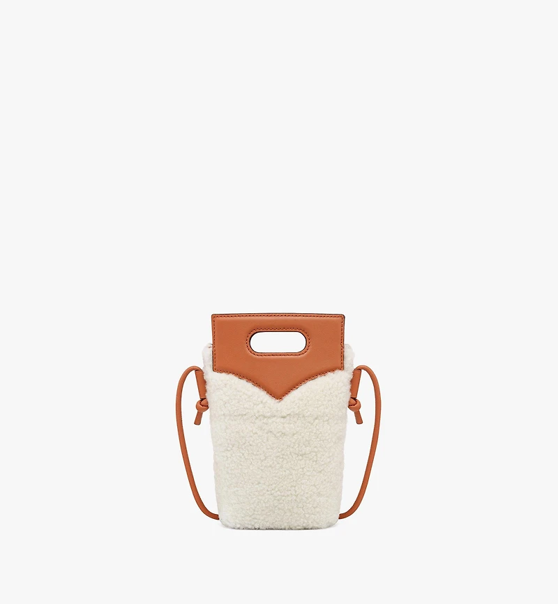 Diamond Crossbody Pouch in Shearling and Calf Leather