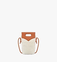 Diamond Crossbody Pouch in Shearling and Calf Leather