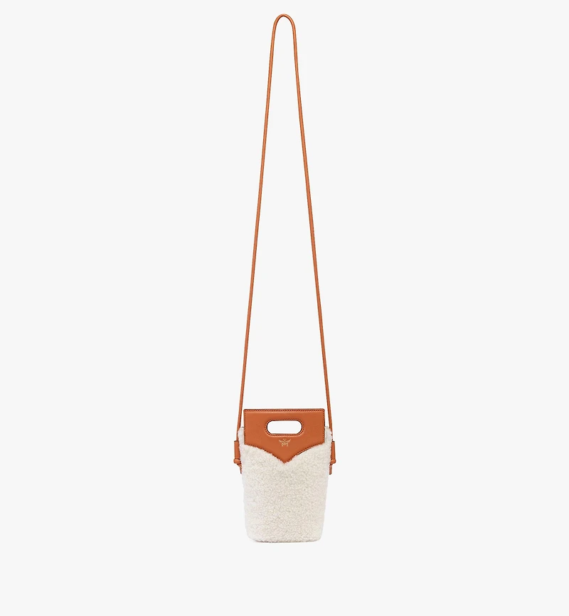 Diamond Crossbody Pouch in Shearling and Calf Leather