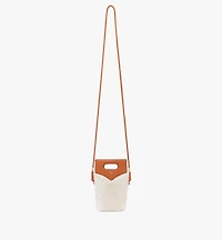Diamond Crossbody Pouch in Shearling and Calf Leather