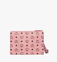 Wristlet Standing Pouch With Chain Strap in Visetos