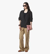 Wristlet Standing Pouch With Chain Strap in Visetos