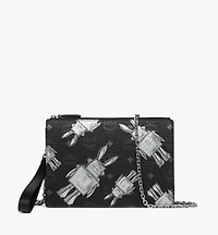 Wristlet Standing Pouch With Chain Strap in Rabot Visetos