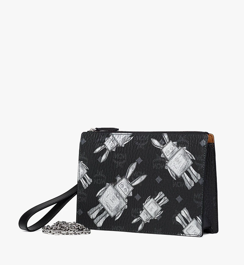 Wristlet Standing Pouch With Chain Strap in Rabot Visetos