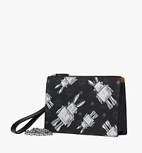 Wristlet Standing Pouch With Chain Strap in Rabot Visetos