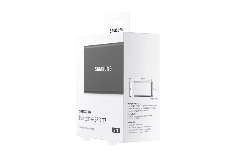 Portable SSD T7 USB 3.2 2TB (Titan Gray) | Samsung Canada