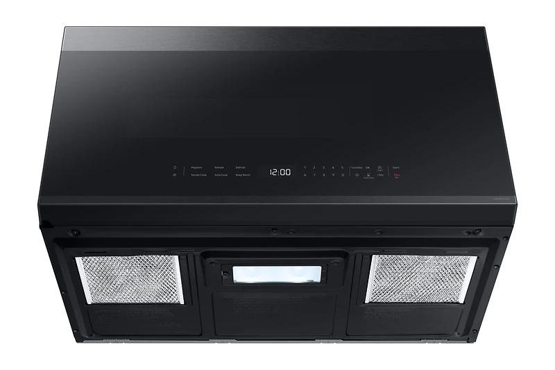 2.1 cu. ft. Over-the-Range Microwave with Edge to Edge Glass Display in Matte Black Steel | Samsung Canada
