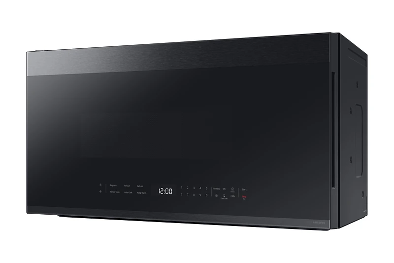 2.1 cu. ft. Over-the-Range Microwave with Edge to Edge Glass Display in Matte Black Steel | Samsung Canada