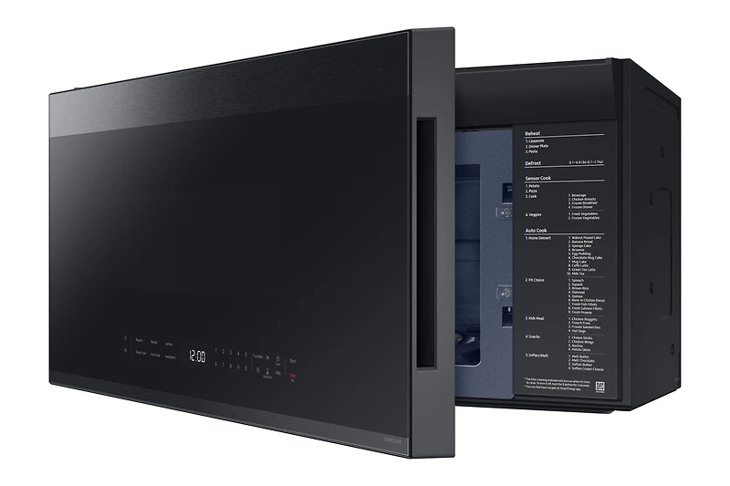 2.1 cu. ft. Over-the-Range Microwave with Edge to Edge Glass Display in Matte Black Steel | Samsung Canada