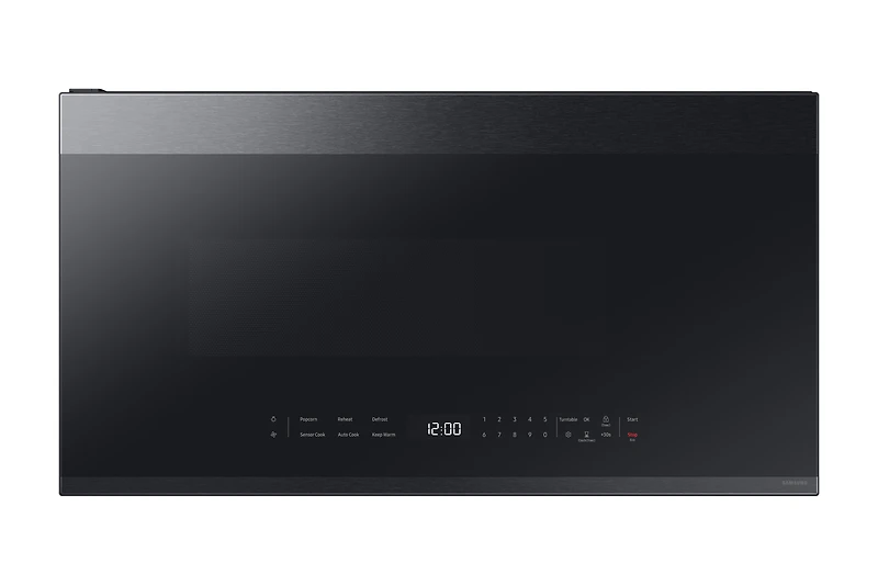 2.1 cu. ft. Over-the-Range Microwave with Edge to Edge Glass Display in Matte Black Steel | Samsung Canada