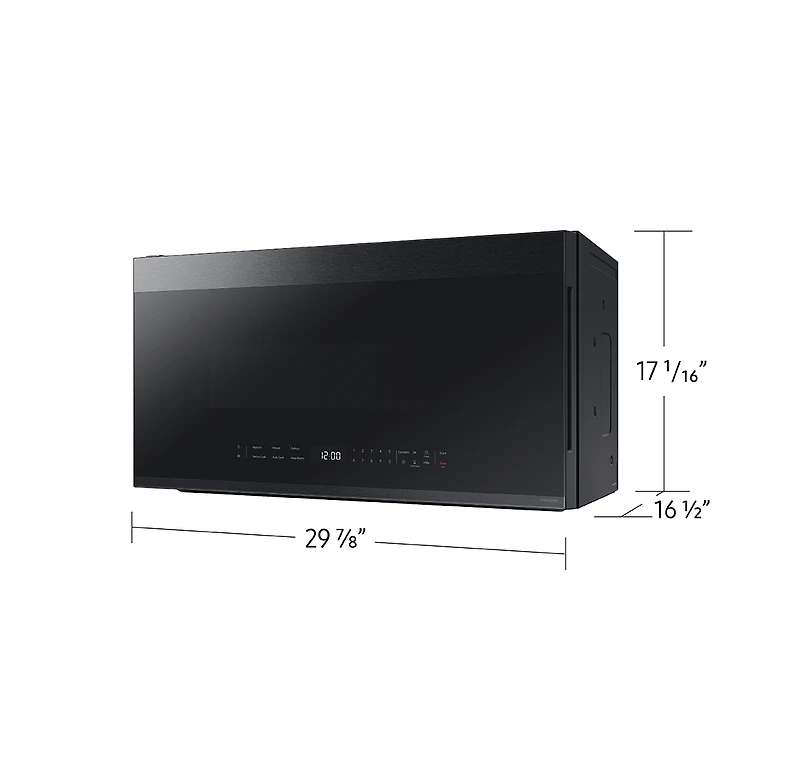 2.1 cu. ft. Over-the-Range Microwave with Edge to Edge Glass Display in Matte Black Steel | Samsung Canada
