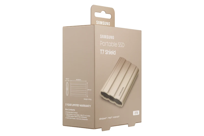Samsung Portable SSD T7 Shield USB 3.2 Gen Micro-Portable Beige Wood MU-PE2T0K/AM