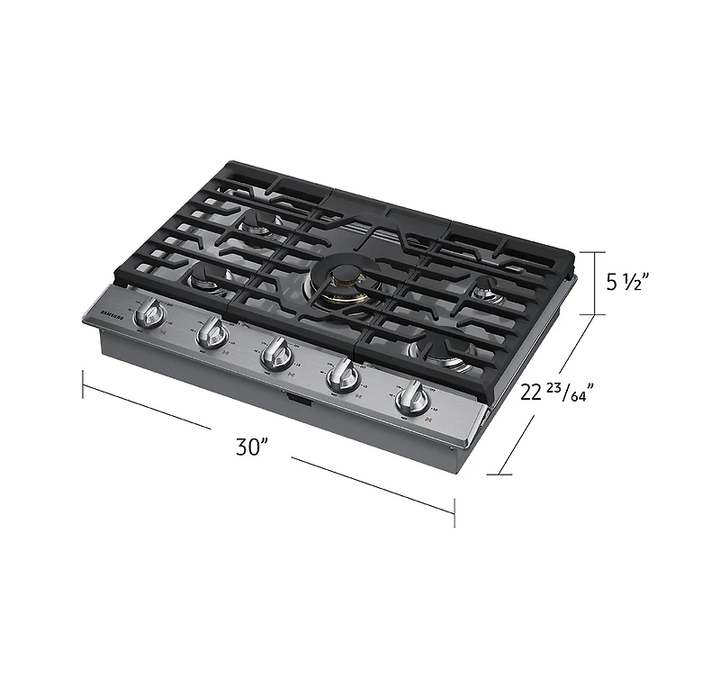 30" Smart Gas Cooktop with 22K BTU Dual Power Burner | Samsung Canada
