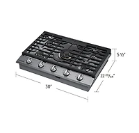 30" Smart Gas Cooktop with 22K BTU Dual Power Burner | Samsung Canada