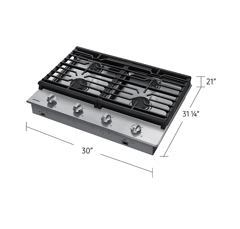 30" 4-Burner Gas Cooktop with Knob Controls | Samsung Canada