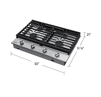 30" 4-Burner Gas Cooktop with Knob Controls | Samsung Canada