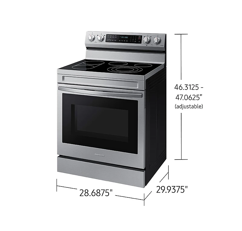 30" 6.3 cu. Ft. Smart Electric Freestanding True Convection Range with Air Fry | Samsung CA