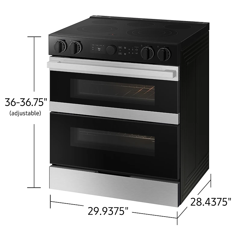 6.3 cu.ft. Electric Slide-In Dual Door Range with Illuminated Knobs | Samsung Canada