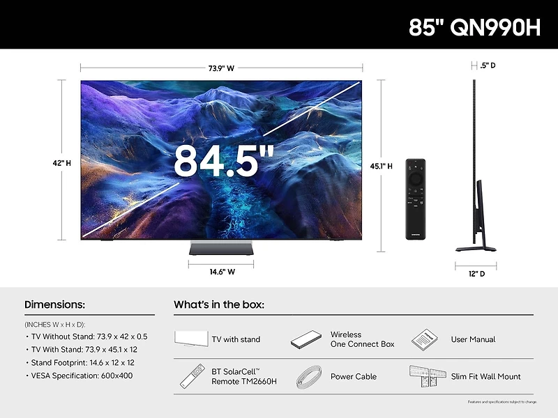 85" Neo QLED QN990H 8K Samsung Vision AI Smart TV (2026)
