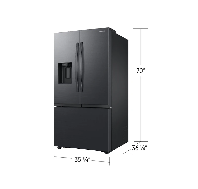 36" 3-Door Fridge with Ice/water dispenser and Freezer Ice Maker | Samsung Canada