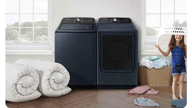 6.1 cu. ft. 7155 Series Top Load Washer with Pet Care Solution Navy | Samsung Canada