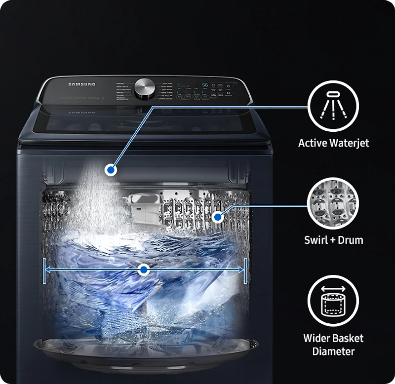 6.1 cu. ft. 7155 Series Top Load Washer with Pet Care Solution Navy | Samsung Canada