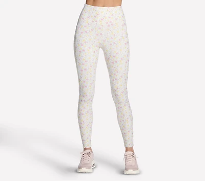 GO WALK Rib Floral Full Length High-Waisted Legging