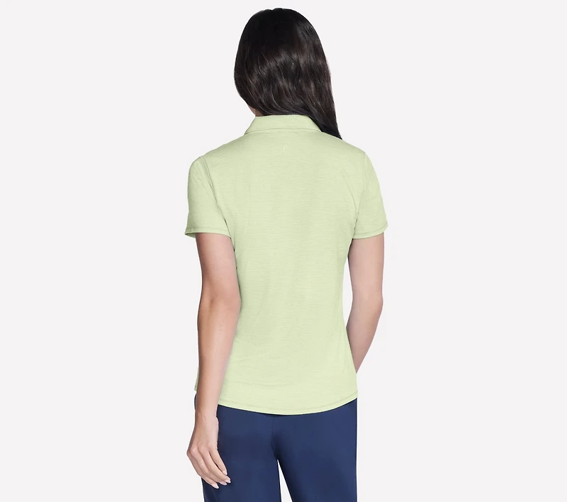 Short Sleeve On The Green Striped Polo