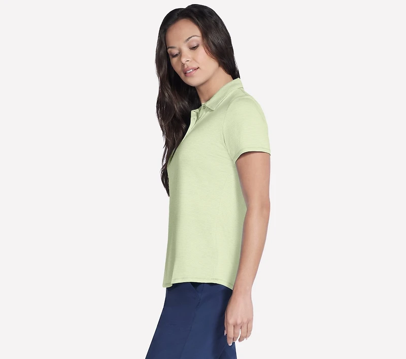 Short Sleeve On The Green Striped Polo
